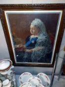 A large framed and glazed early 20th Century print of her majesty, Queen Victoria from a photo by