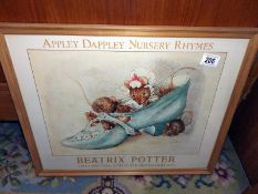A pine framed Beatrix Potter, Appley Dapply print, COLLECT ONLY.