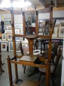 An Edwardian oak hall stand, one hook a/f, 96 x 34 x 200 cm high, COLLECT ONLY.
