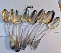 Nine Edinburgh silver spoons. 1822 by Andrew Wilkie. Weight 271 grams.