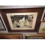 A 19th/20th century framed sepia print 'Golden hours' of children with horse (64cm x 52cm) COLLECT