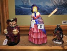 A Royal Doulton figurine 'Victorian Lady' HN 728, Falstaff jug and Good King Wenceslas HN3262