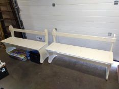 A pair of white painted garden benches. COLLECT ONLY.