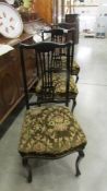 Three Victorian/Edwardian dining chairs, COLLECT ONLY.