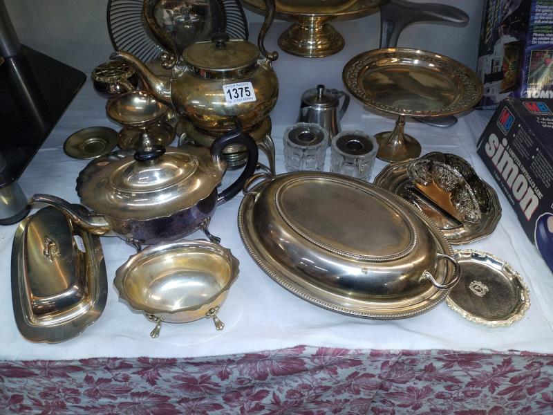 A quantity of 19/20th Century silver plate including tureen, kettle on stand etc - Image 3 of 3