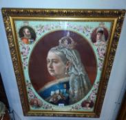 Queen Victoria empress of India gilt framed print. 57cm x 69cm.