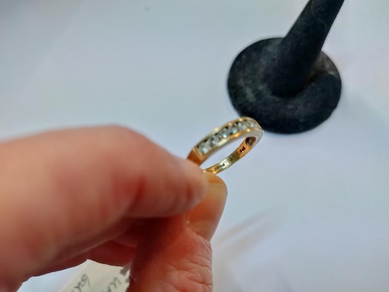 A half carat seven stone diamond ring in yellow gold, size O, 2.3 grams. - Image 3 of 3