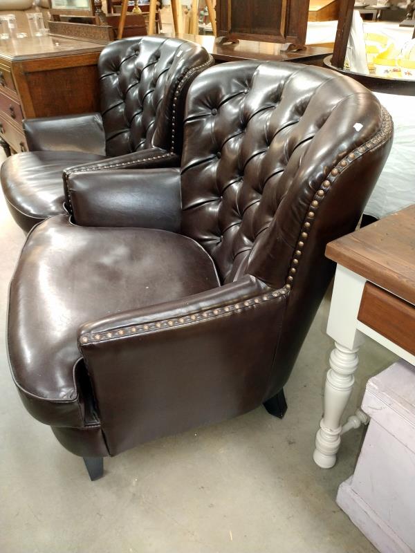 A pair of leather library armchairs. COLLECT ONLY. - Image 2 of 2