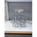 Eight vintage Babycham glasses. COLLECT ONLY.
