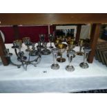 A quantity of silver plate including art deco candleabra etc