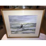 Ray Chapman (20th Century) local Mablethorpe artist. Watercolour painting of a Spitfire 11A in