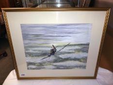 Ray Chapman (20th Century) local Mablethorpe artist. Watercolour painting of a Spitfire 11A in
