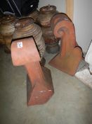 Two terracotta roof ridge finials, COLLECT ONLY.
