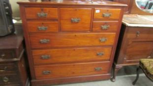 An Edwardian satin walnut combination chest of drawers, 118 x 115 x 55 cm. COLLECT ONLY.