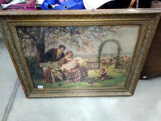 A framed and glazed family scene print, COLLECT ONLY