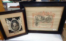 WWI related framed ephemera including Disabled in the Great War certificate & the Lincolnshire
