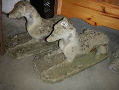 A pair of concrete greyhound garden ornaments, 68 x 26 x 42 cm high, COLLECT ONLY.