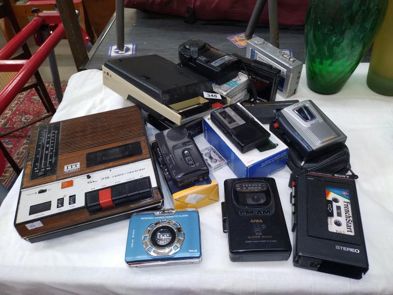 A quantity of personal cassette players including Sony.
