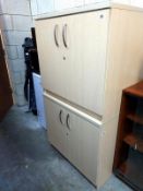 Two beech effect office cupboards. 81cm x 61 x height 73cm. COLLECT ONLY.