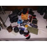 A boxed vintage camera equipment including lenses Canon Sure Shot 35mm etc.