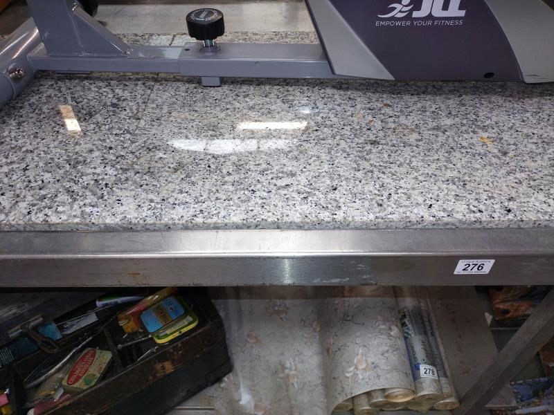 A granite top stainless steel kitchen work table. 150cm x 75cm x Height 87cm. - Image 2 of 2