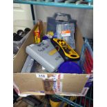 A box of miscellaneous including tool accessories, glue gun , screws etc.
