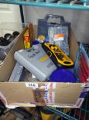 A box of miscellaneous including tool accessories, glue gun , screws etc.