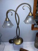 An art nouveau style brass table lamp, COLLECT ONLY.