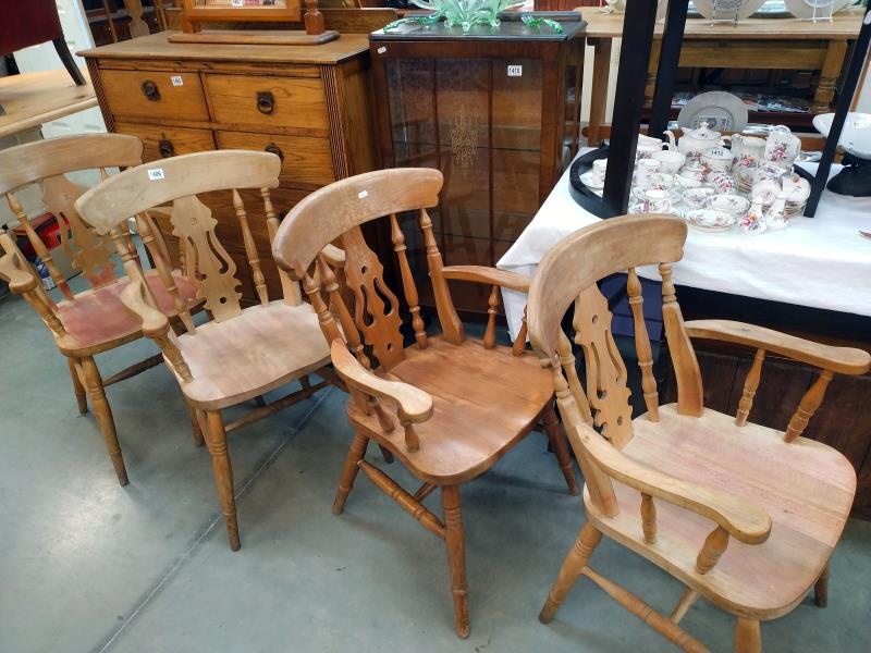 A set of four Beech Carver chairs. COLLECT ONLY. - Image 2 of 2