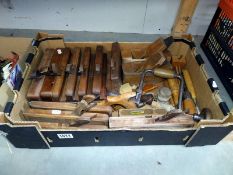 A good collection of over 12 wood planes & other wood tools