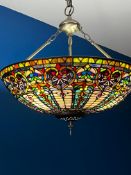 A Tiffany style uplighter lampshade approximately 23" diameter with ceilling fitting, COLLECT ONLY.