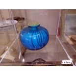 A large signed Mdina glass vase dated 1975. Diameter 18cm, Height 15.5 cm