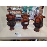 A set of 3 carved wooden wise monkeys