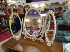 A French Ormolu triple dressing table mirror. Height 67cm. COLLECT ONLY.