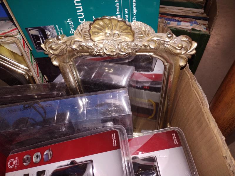 A box of household goods including clock, mirror small vacuum cleaner etc, - Image 5 of 6