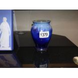 A Grantham Co-Operative Society Ltd Diamond Jubilee year 1872-1932 Splash blue glazed vase. Height