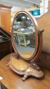 A Victorian mahogany toilet mirror. COLLECT ONLY.
