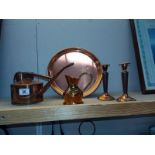 A selection of copper including tray & Haws watering can