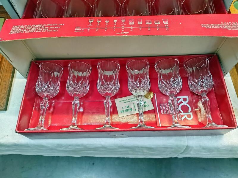 3 boxed sets of RCR Royal Crystal Rock opera wine glasses, COLLECT ONLY. - Image 4 of 4