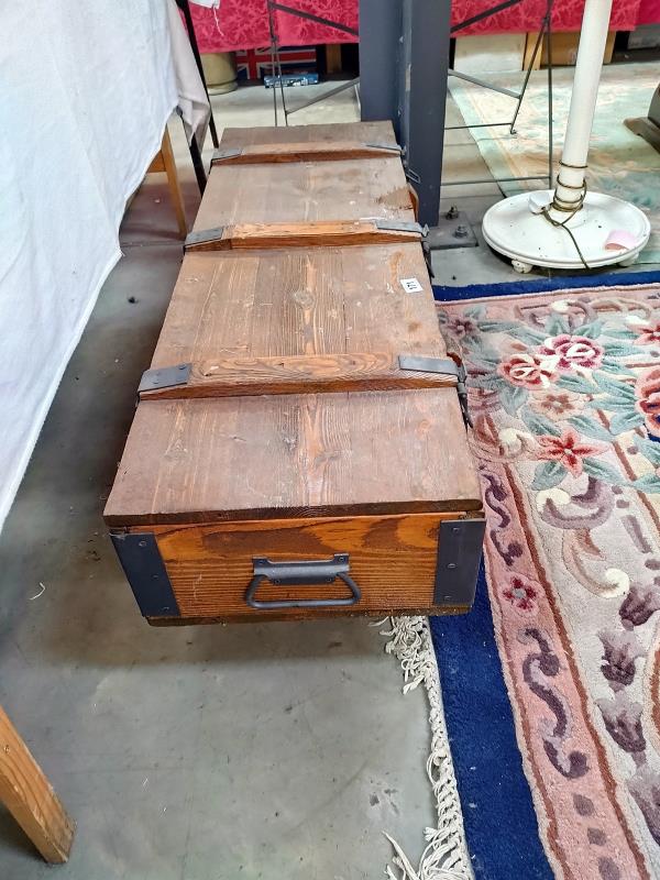 A vintage pine tool storage box 121cm x 41cm x height 35cm, COLLECT ONLY. - Image 3 of 3