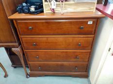 A mahogany effect bedroom chest of drawers. 89cm x 47cm x height 94cm. COLLECT ONLY.