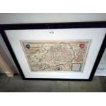 A framed map of 16th century Antwerp city wall art print. 73 cm x 61cm. COLLECT ONLY