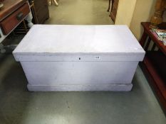 A vintage painted pine blanket box. 94cm x 49cm x height 44cm. COLLECT ONLY.
