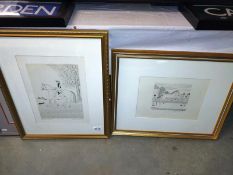 Two Vincent Haddelsey framed and glazed pictures. A limited etching 9/15 and an artist proof