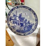 A large blue and white Delft charger 39.5cm diameter, v