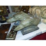 A large heavy greyhound head statue, possibly resin. COLLECT ONLY.