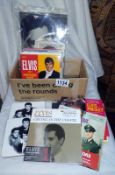 A collection of 17 Elvis mini singles sleeves, Elvis pictures etc.
