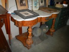 A Victorian marble top wash stand,. 121 X 53 X 72-92 CM HIGH. COLLECT ONLY.