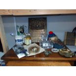 A good selection of Robert Burns memorabilia including whiskey miniatures & door knocker etc.