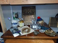 A good selection of Robert Burns memorabilia including whiskey miniatures & door knocker etc.